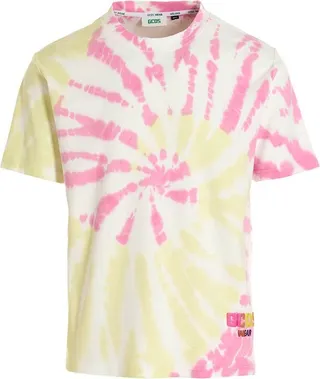 GCDS Logo Printed Tie-Dye Crewneck T-Shirt