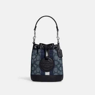 Mini Dempsey Bucket Bag In Signature Jacquard With Stripe And Coach Patch