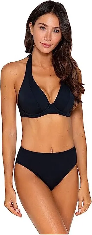 Sunsets Muse Halter Top (EFGH Cups) (Black) Women's Swimwear