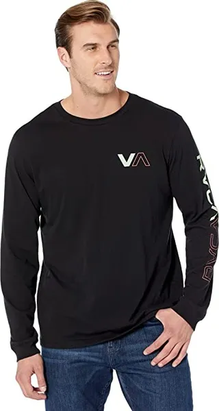 RVCA Halfway Long Sleeve Tee (Black) Men's Clothing