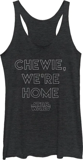 Women's Star Wars The Force Awakens Chewie We're Home Racerback Tank Top - Black Heather - Small