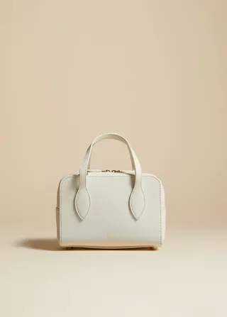 The Small Maeve Crossbody Bag in White Pebbled Leather
