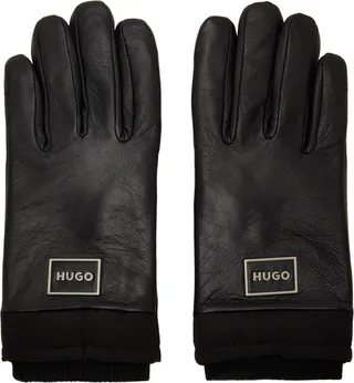 Hugo Black Leather Gloves