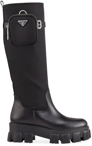 Monolith Nylon Zip-Pocket Platform Riding Boots