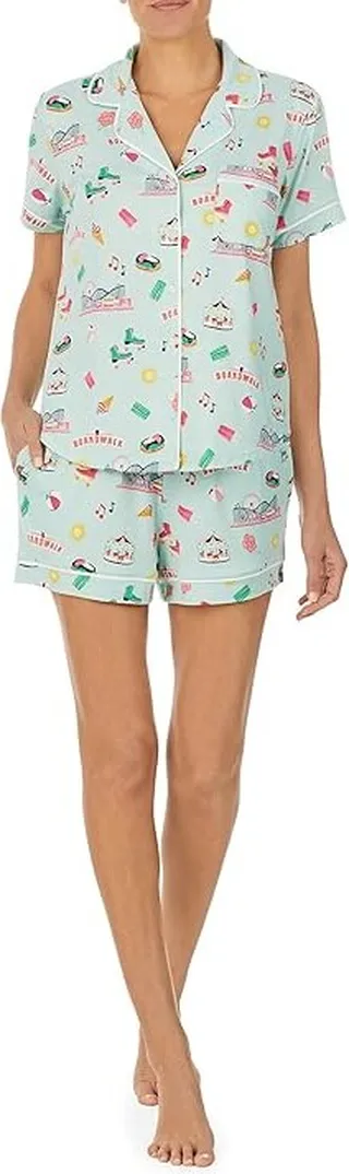 Kate Spade New York Brushed Jersey Short Sleeve Short PJ Set (Board Walk) Women's Pajama Sets