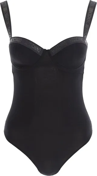 Moschino Logo-Band Sweetheart Neck Bodysuit