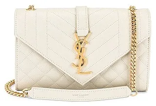 Saint Laurent Small Envelope Chain Bag in Cream