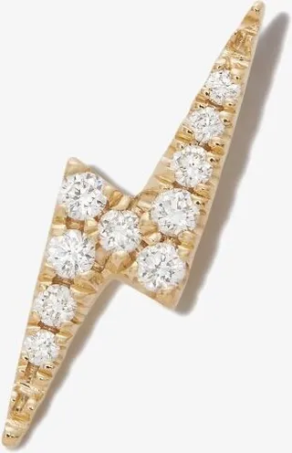 18K Yellow Gold Lightning Bolt Diamond Earring