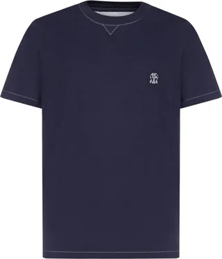 Brunello Cucinelli Logo Embroidered Crewneck T-Shirt