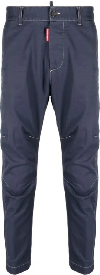 Contrast-Stitch Tapered Trousers
