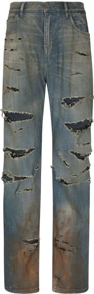 Ripped-Detail Distressed Jeans