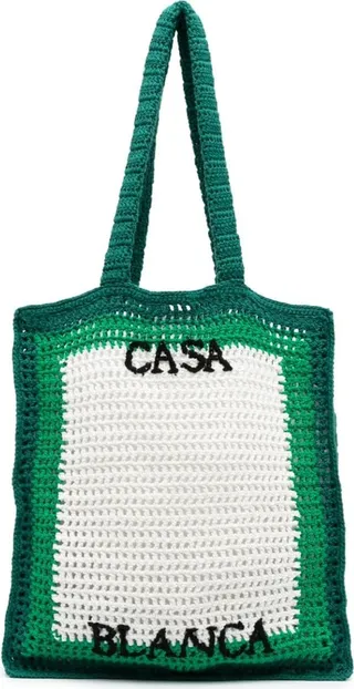 Tennis crochet-knit tote bag