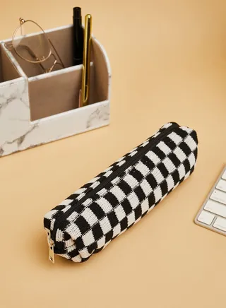 Black Check Pencil Case