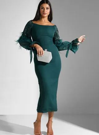 Balloon Sleeve Knitted Dress