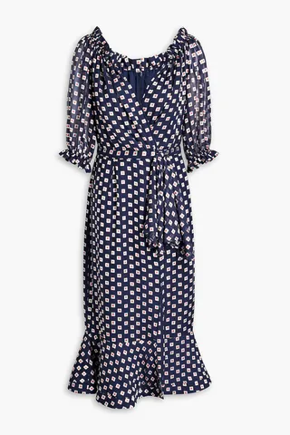 Olivia printed devoré silk-blend chiffon midi dress
