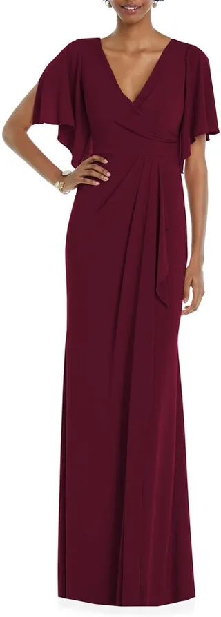 Flutter Sleeve Jersey Gown