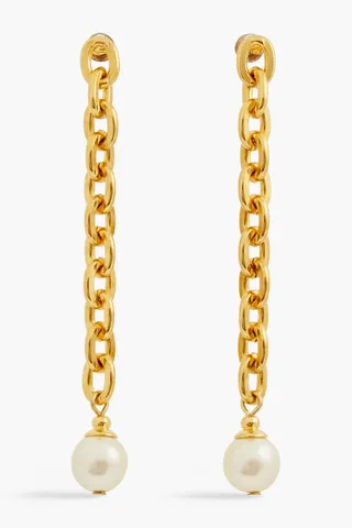 24-Karat Gold-Plated Faux Pearl Earrings
