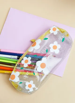 Floral Transparent Pencil Case