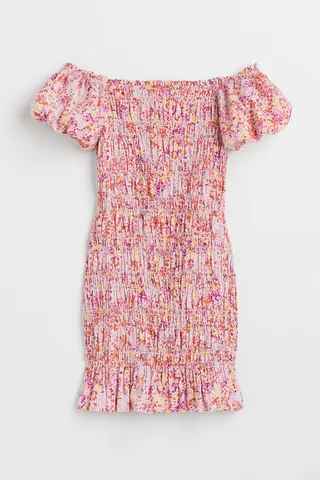 Smocked Off-the-shoulder Dress