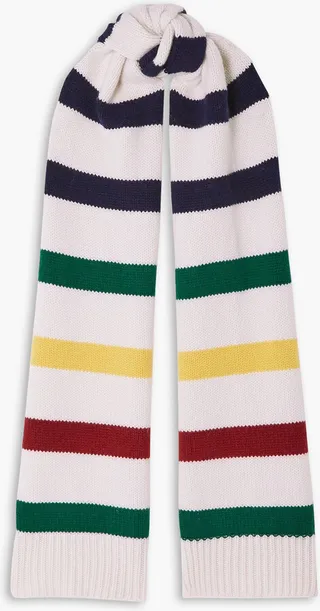 Striped wool and cashmere-blend scarf