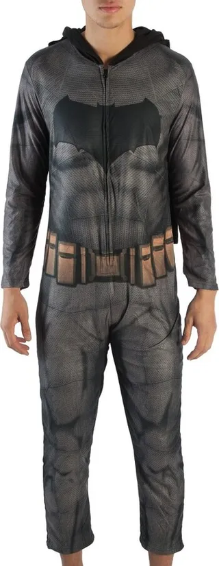 Mens DC Comic Book Batman Union Suit Sleepwear With Attached Cape-L