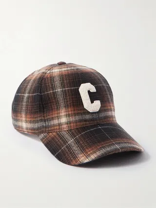 Logo-Appliquéd Checked Cotton-Flannel Baseball Cap