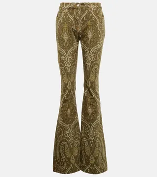 Paisley mid-rise bootcut jeans