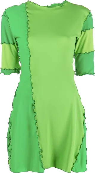 Green Patchwork Mini Dress