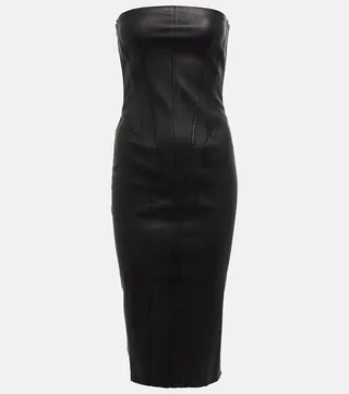 Gio strapless leather midi dress