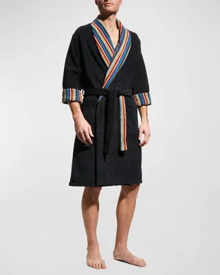 Men's Artist Stripe Towelling Dressing Gown Robe