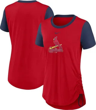 Women's Nike Red St. Louis Cardinals Hipster Swoosh Cinched Tri-Blend Performance Fashion T-shirt