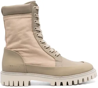 Logo-Stamp Lace-Up Boots