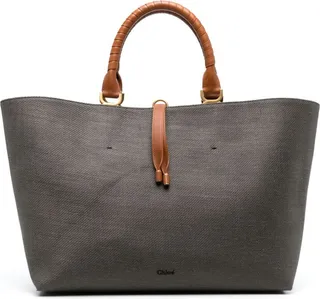 Black Marcie Linen Tote Bag