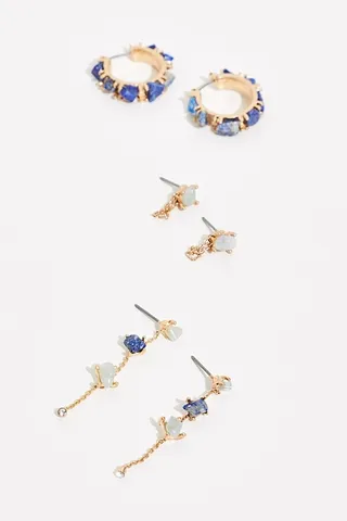 Raw Stone Hoop Earring Set by Free People