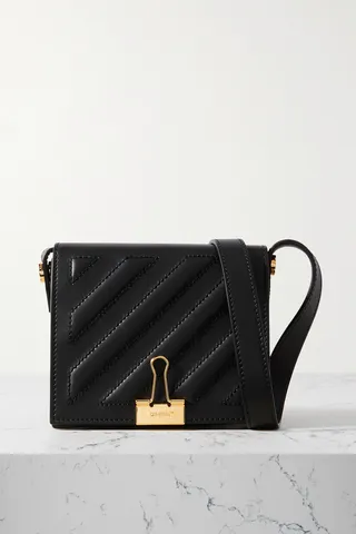 Off-White - Embossed Leather Shoulder Bag - Black