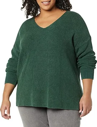 Goodthreads Women's Mineral Wash Ribbed Boyfriend V-Neck Sweater