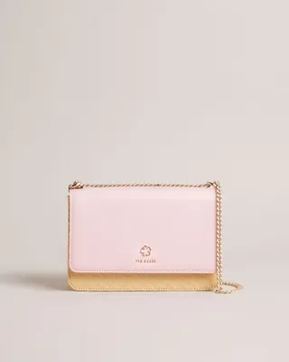 Magnolia Eyelet Woven Crossbody Bag in Pale Pink