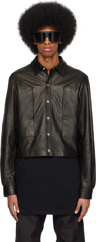 Rick Owens Black Alice Strobe Leather Jacket