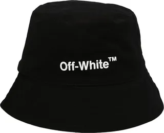 Off-White Logo Embroidered Curved Wide Brim Bucket Hat