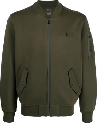 Logo-Embroidered Zip-Up Pullover