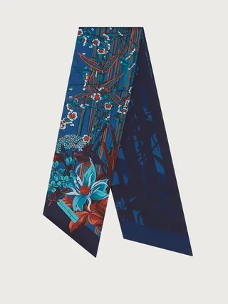 Ferragamo Women Kintsugi print twilly band Blue