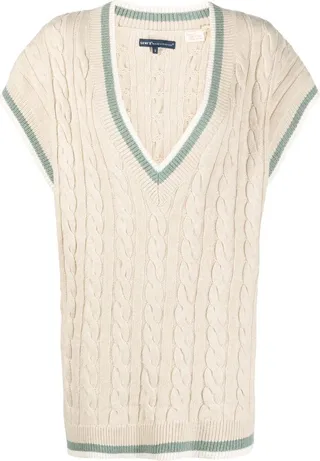 cable-knit V-neck sweater