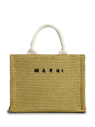 Woven Embroidered-Logo Shopping Tote Bag