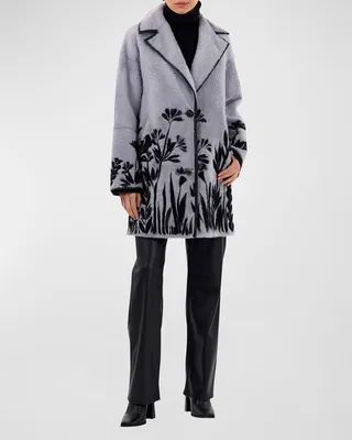 Reversible Floral Lamb Shearling Stroller Coat
