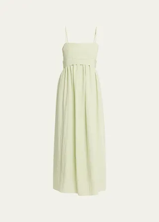 Ruched Panelled Tie-Back Midi Dress