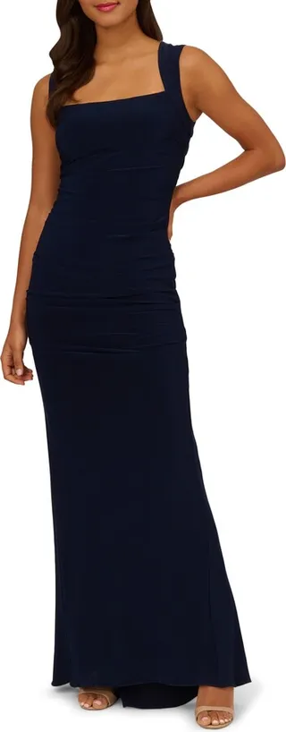 Square Neck Ruched Gown