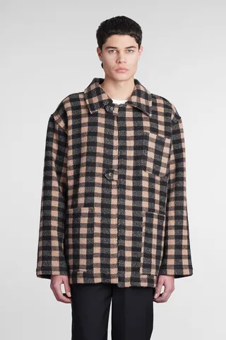 Stanton Plaid Jkt Casual Jacket In Brown Wool