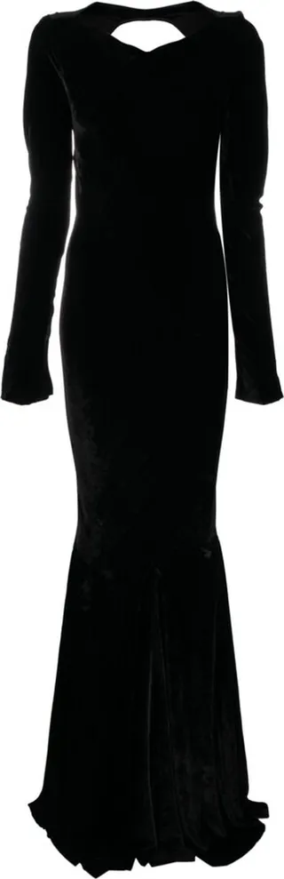 Velvet-Effect Long Dress
