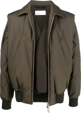 Collarless Contrasting Bomber Jacket