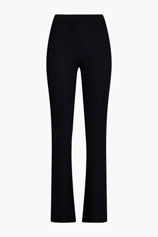 Ribbed-knit flared pants